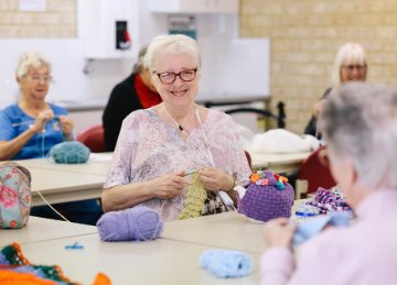 Senior lady knitting
